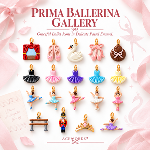 Galería Prima Ballerina |   Colgantes de latón chapado en oro de 18 quilates con esmalte, diseño de bailarina de ballet, tutú de cisne y tiara, para fabricación de joyas - Product Image 1