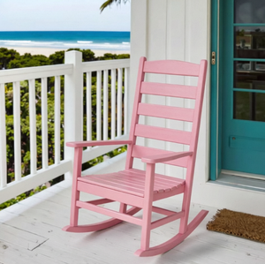 Fauteuil à bascule d'extérieur en bois rose, design traditionnel avec dossier solide et durable pour usage en jardin - Product Image 2