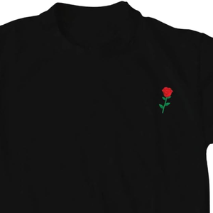 Camiseta Personalizada con Bordado de Rosas, Diseño Minimalista, Algodón, Unisex, Estilo Urbano, Logotipo Bordado Floral Pequeño y Simple, OEM, Alta Calidad - Product Image 6