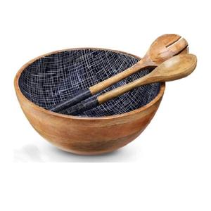 Bol en bois de forme ronde imprimé de fleurs vintage, bols de service à salade et riz pour bol de décoration d'intérieur - Product Image 6