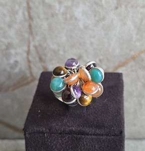 925 Sterling <b>Silver</b> Chakra Gemstone <b>Ring</b>, Handcrafted Bohemian Jewelry Gift for Wedding or Party - Product Image 3