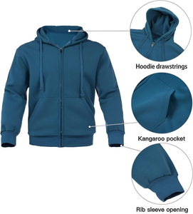 Survêtement polaire hommes hiver à capuche Jogging survêtements à manches longues fermeture éclair complète ensemble de sport veste chaude survêtements hommes ensemble - Product Image 4