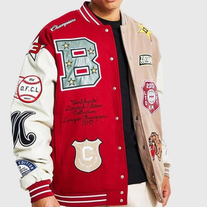 Ropa de calle personalizada sublimación bordado parche chaquetas manga de cuero bombardero béisbol Letterman College chaqueta de béisbol para hombres - Product Image 2