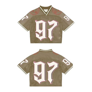 Camiseta personalizable de fútbol americano malla transpirable de manga corta de talla grande con diseño de retazos características de sublimación - Product Image 3