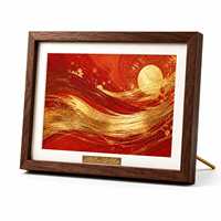 Cadre photo décoratif rouge et or avec support, taille personnalisée