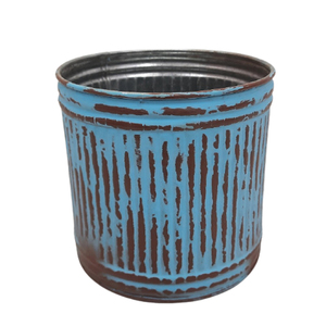 <b>High</b> Quality Metal Round <b>Planter</b> Rustic Blue Colour It Is Usable for Pots Unique Floor Bedroom Home Garden Decor Handmade - Product Image 1