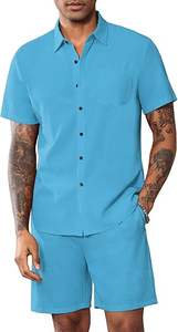 Ensembles de sport décontractés d'été pour hommes, respirants et confortables, polos à fermeture éclair quart et shorts, tenues de sport confortables - Product Image 3