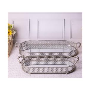 Plateau rectangulaire en métal miroir de qualité supérieure pour coiffeuse et décoration de table, avec une surface réfléchissante élégante et brillante - Product Image 1