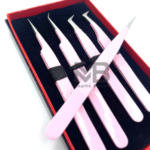 ชุดแหนบสแตนเลสสตีลญี่ปุ่นสำหรับผู้ผลิตขนตาหัวจับเพชรเคลือบสีชมพูอ่อนฉลากตามต้องการ - Product Image 1
