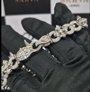 Lujo IGI certificado enlace cubano personalizado Marquesa corte laboratorio cultivado diamante Moissanite plateado plata 925 pulsera de plata esterlina - Product Image 2