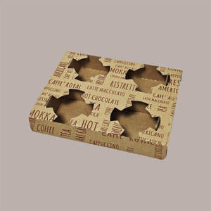 Bandeja Reutilizable de 7oz en Color Avana para 4 Vasos de Capuchino, Material de Papel, Paquete de 100 Piezas - Product Image 1