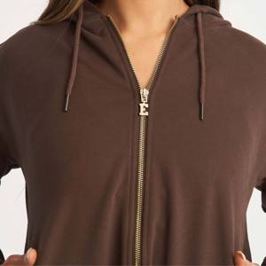 Jersey de algodón con logotipo personalizado al por mayor, conjunto de Sudadera con capucha y pantalones de chándal de gran tamaño, Top corto, sudaderas con capucha, sudadera de cuello redondo para mujer - Product Image 5