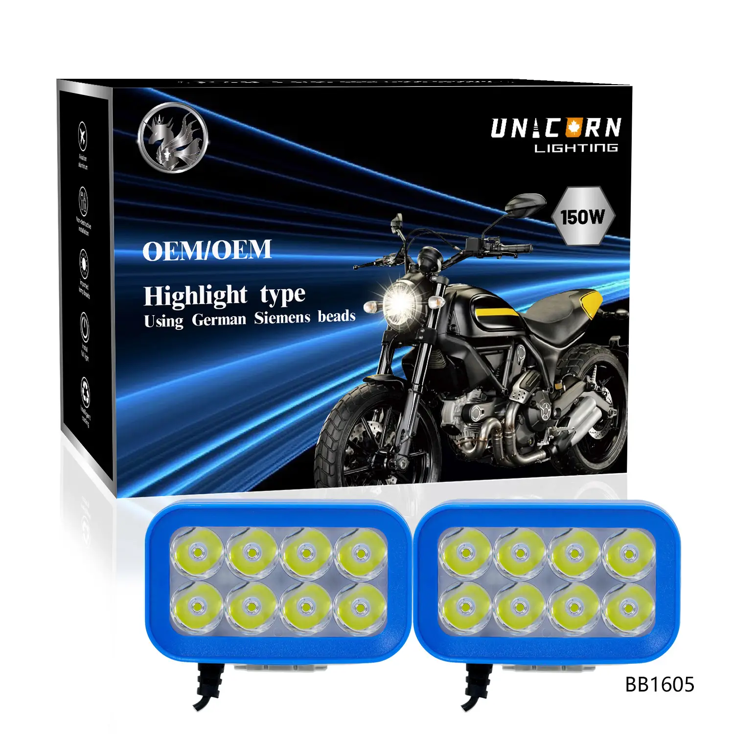 Liangye Lighting OEM ODM Car Accessories 50000H 9v-85v Blue Dolphin 8 LED Headlight Headlamp Conversion Kit For Motorcycle Car