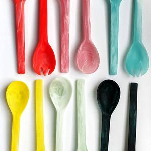 Juego de utensilios de madera o tabla para servir Juego de servidor de ensalada de madera y resina más vendidos y utensilios Artículos hechos a mano - Product Image 6