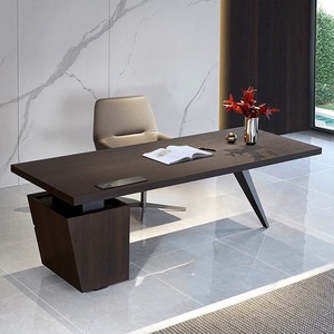 Modern Solid Wood Computer <b>Desk</b> With Integrated LED Reading Lamp Designer Home Office Study Table Executive Writing <b>Workstation</b> - Product Image 2