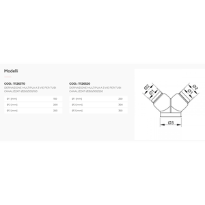 Tecnosystemi Conector de 3 Vías para Tuberías de Aire Acondicionado por Conductos, Pieza para Sistemas HVAC - Product Image 2