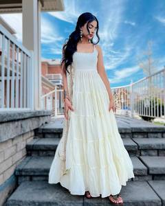 Meilleure combinaison de couleurs Anarkali Kurti costume longue robe haut en mousseline de soie matériel Readymade tenue de mariage Gujarat fabricant - Product Image 2