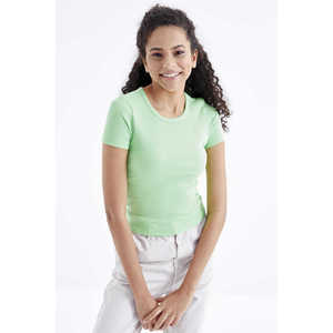 Camiseta Básica de Manga Corta y Cuello Redondo para Mujer Tommylife Wholesale, Color Verde Pistacho - 97202 - VERDE PISTÁCIO - Product Image 2