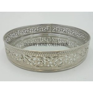 Durable and stylish metal glass <b>mirror</b> <b>tray</b> <b>with</b> reflective surface for modern classic and contemporary room decorations - Product Image 1