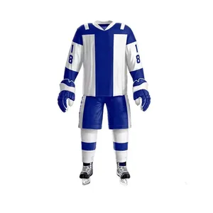 Maillot de hockey sur glace personnalisé, uniforme d'équipe, 100% polyester, séchage rapide, antibactérien, unisexe adulte, col en V, manches longues, fabricant - Product Image 5