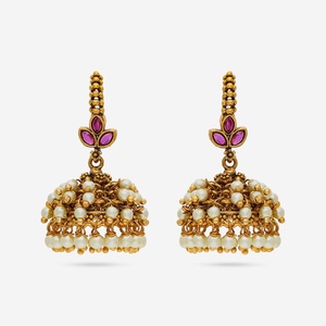 Pendientes de Bisutería con Incrustaciones de Rubíes en Forma de Flor, Estilo Antiguo, para Mujer, 183294 - Product Image 4