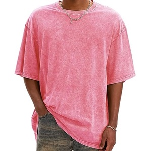 T-shirts oversize pour hommes en coton lourd délavé à l'acide T-shirt ample à manches courtes Streetwear pour hommes respirant - Product Image 3