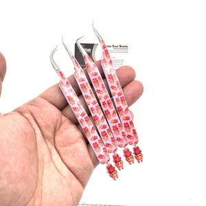 Pince à épiler en acier inoxydable pour extension de cils, impression Labubu, haute qualité, pointe sans fibre - Product Image 5