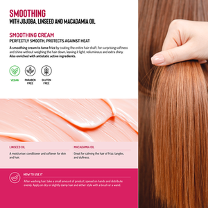 CRÈME LISSANTE - Crème lissante sans rinçage pour dompter les frisottis et lisser les cheveux avec de l'huile de jojoba, de lin et de macadamia, Fabriqué en Italie - Product Image 2