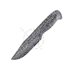 Couteau de chasse à lame vierge en acier Damas de haute qualité, fait main sur mesure - DIY, personnalisable OEM, manches en acier, pointe de lance - Product Image 4