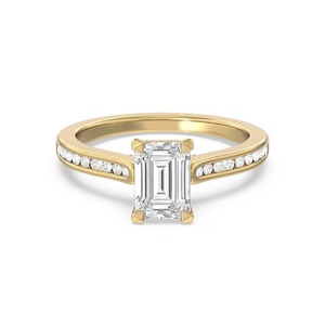 Anillo de Compromiso con Diamante Cultivado en Laboratorio, Corte Esmeralda, 1 Ct, F-VS2, en Oro Sólido de 14K Pulido, Producto Elegante con Facetas de Corte Limpio - Product Image 1