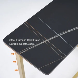 Grande table d'exposition rectangulaire en marbre noir Table de meubles modernes Table d'appoint de café personnalisée pour le salon - Product Image 3