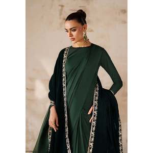 Sari en mousseline uni pour occasions spéciales EN-1220 - Product Image 3