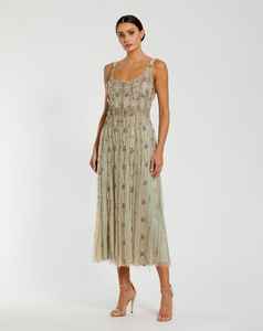 Strapless Maxi Dress Embellished Pearls <b>Beading</b> Embroidery Modest A-Line Silhouette Natural <b>Waist</b> Simple Fashion Front Crepe - Product Image 1