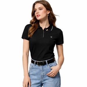 Polo de golf pour femme à séchage rapide, coupe ajustée, extensible, respirant, vêtements de sport, impression de logo personnalisée, manches courtes, vente en gros - Product Image 3