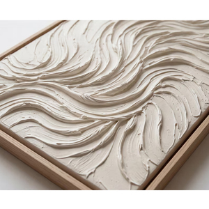 Hand Painted Beige Waves Textured Wall Art <b>Abstract</b> Artwork Modern Wall Decor Wabi Sabi Painting House Decoration Interior - Product Image 2