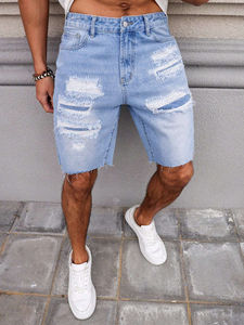 Shorts en jean décontractés pour homme, taille mi-haute, avec broderie 3D, tissu respirant écologique, coupe ample, vêtements d'été - Product Image 2