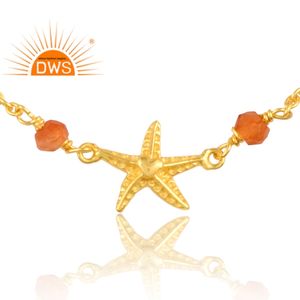 Best Selling Sterling Silver 18K <b>Gold</b> Plated Lapis Lazuli & Red Onyx <b>Beaded</b> Gemstone <b>Bracelet</b> Demi Fine Jewelry Manufacturer - Product Image 3