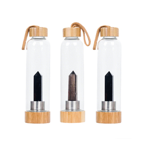 Premium Crystal Crafts Custom Logo Water Bottle Healing Energy Stainless Steel Bamboo Glass <strong>Elixir</strong> Bottle - Product Image 1