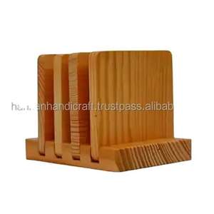 Juego de Posavasos Cuadrados de Nogal Artísticos de Lujo y Alta Calidad con Acabado Brillante, Ecológicos para Decoración de Mesa Premium - Product Image 3