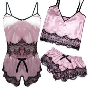 Pyjama Sexy à motif rouge pour femme, haut de gamme, ensemble de pantalon dos nu avec masque pour les yeux, vente en gros, ODM, nouvelle collection 2022 - Product Image 4