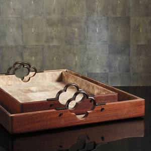 Bandeja de Madera Artesanal con Asas Decorativas de Cajón, Bandeja Rectangular para Mesa de Centro, Decoración del Hogar - Product Image 1