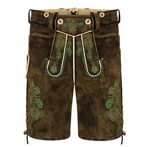 Short Lederhosen pour hommes fabriqué avec des bretelles réglables en faux daim et une broderie parfaite pour les fêtes et les festivals du patrimoine - Product Image 4