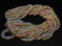 Opale d'Éthiopie naturelle multicolore à reflets vifs, rondelle facettée 4-6mm, brin de 8 pouces, certifiée par un tiers pour bijoux fins