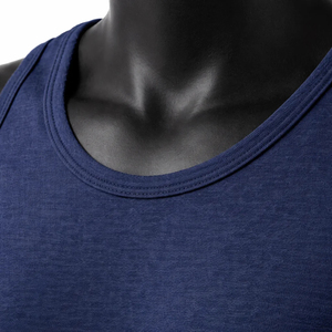 Camiseta sin mangas azul marino para hombre, cuello redondo, algodón, informal, camiseta sin mangas negra de punto, camiseta sin mangas de color sólido para hombre - Product Image 4
