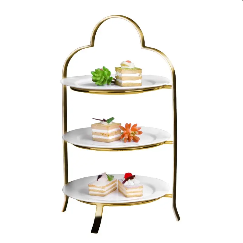 3 Tier Cake Serving Stand White Powder Coated Plate Home Hotel Birthday Party Fruit Serving Stand Wedding Party Celebration