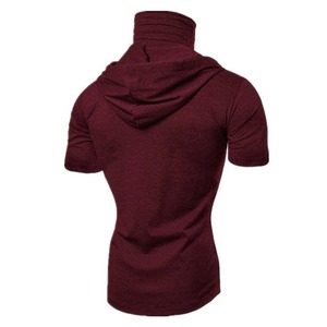 T-shirt en polaire à manches courtes à capuche pour homme 100% coton Écologique et respirant Combinaison de ninja d'hiver avec masque Hauts personnalisables - Product Image 2