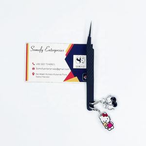 Pince à cils en acier inoxydable personnalisée en gros boîte en vrac isolation marque privée pince à cils pointe en fibre avec ensemble de breloques - Product Image 5