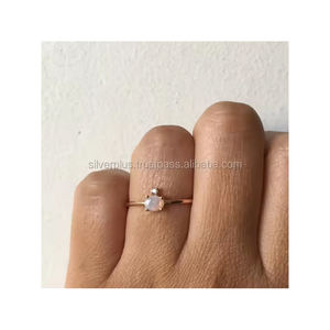 Sólido 14K oro amarillo ópalo genuino piedra preciosa diamante boda aniversario anillo al por mayor joyería hecha a mano - Product Image 5