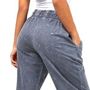 Ropa de calle con logotipo personalizado para mujer, Jogger lavado ácido, de algodón pesado, Vintage, pierna ancha, holgado, lavado ácido, Jogger para mujer - Product Image 5