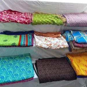 Gebruikte Saree Gerecyclede Gefietste Sari-Kunst, Zijden Stof Voor Thuisfeestkleding, Thema Bruiloft Bollywood-Feesten Vintage Sari